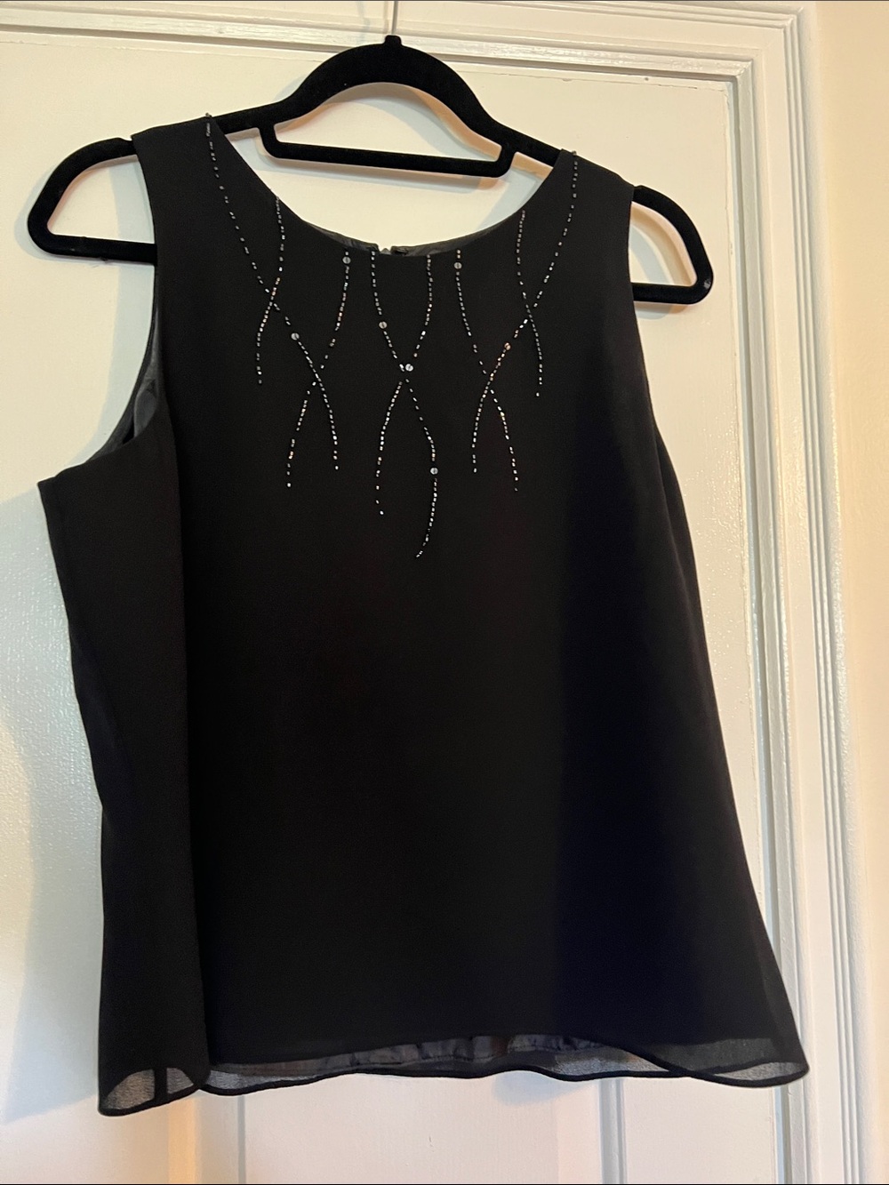 Adrianna Papell Black Sleeveless Embellished Camisole
